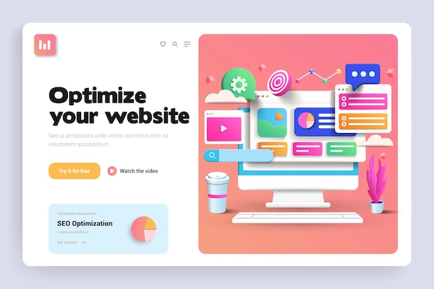 SEO Optimization 3D landing page