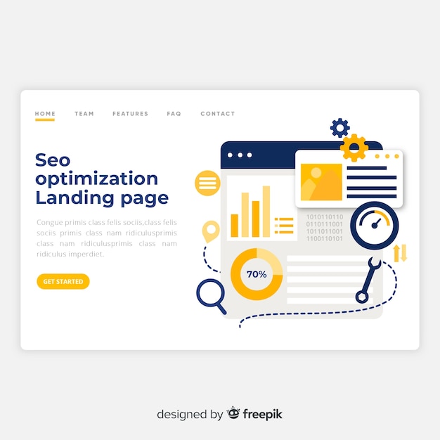 Vector seo optimization landing page