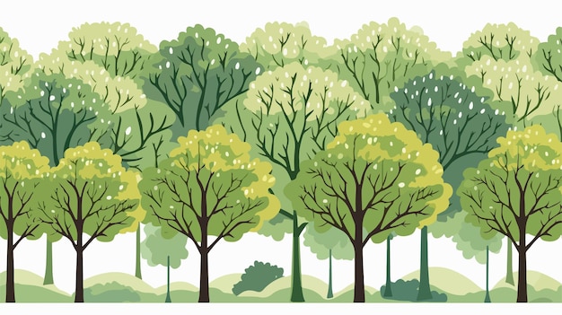 Vector serene seamless park trees background illustration