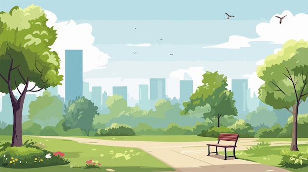 Vector serene urban park landscape empty nature scene background