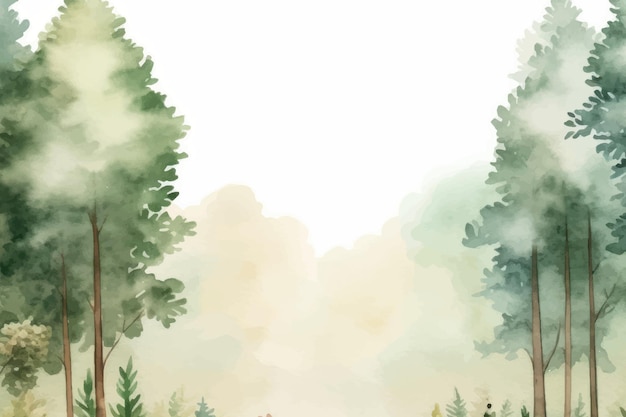 Vector serene watercolor forest landscape