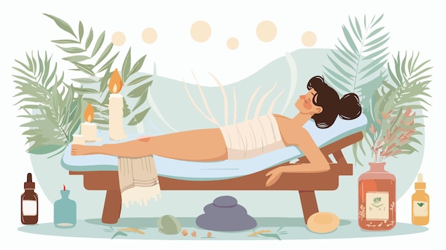 Vector serene woman relaxing on a mat vector illustration