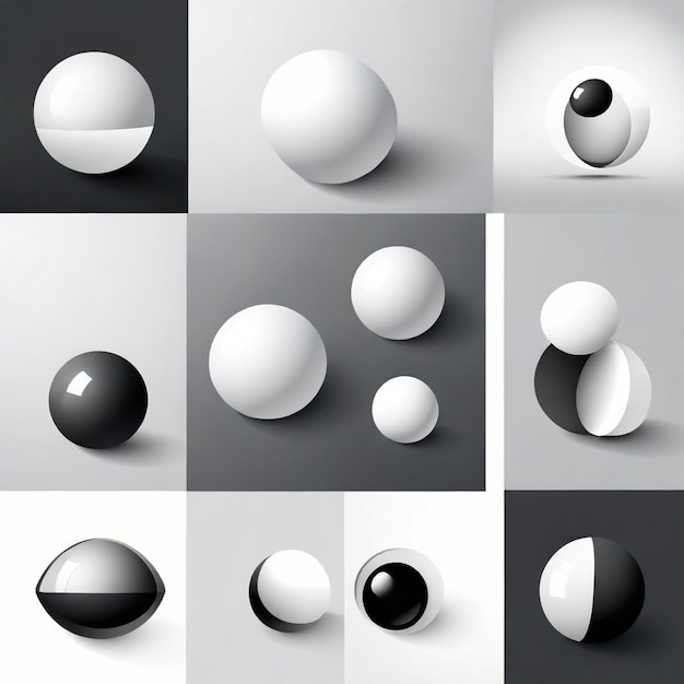 Vector a series of black and white circles with one that has black and white circles