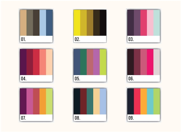 A series of color samples with the numbers 9, 9, 9, 8, 8, 8, 8, 8, 8, 8, 8, 8, 8, 8, 8,