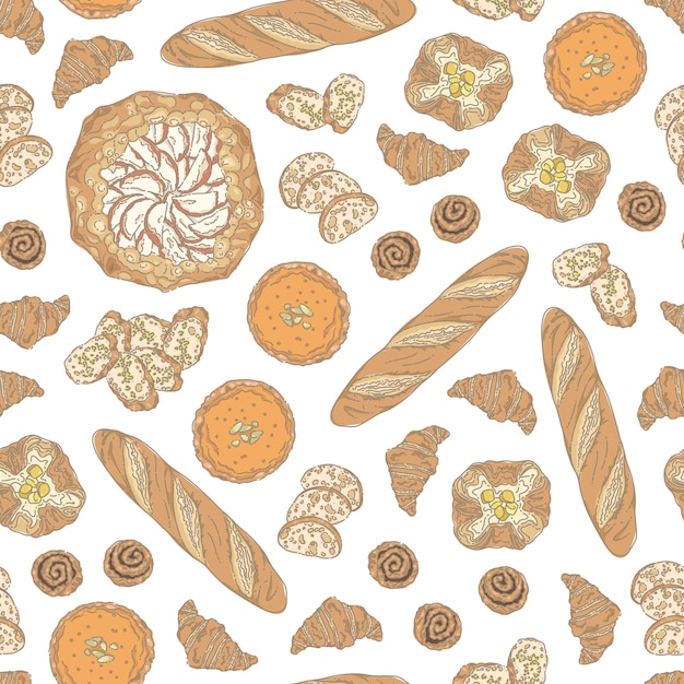 Vector series of hand drawn autumn picnic seamless pattern for fall festival harvest thanksgiving