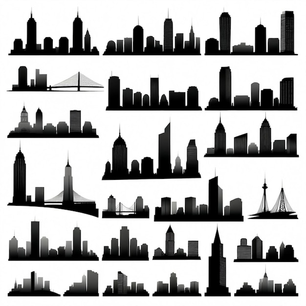 Vector a series of images of a city skyline including one of the most visible buildings