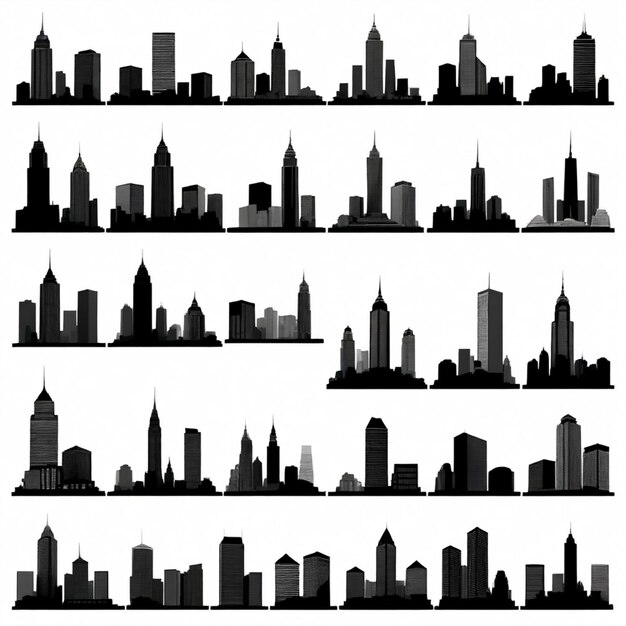 Vector a series of images of the skyline including the empire state