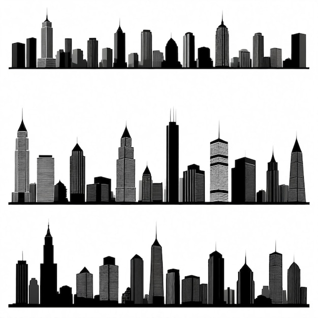 Vector a series of images of the skyline including the tallest building