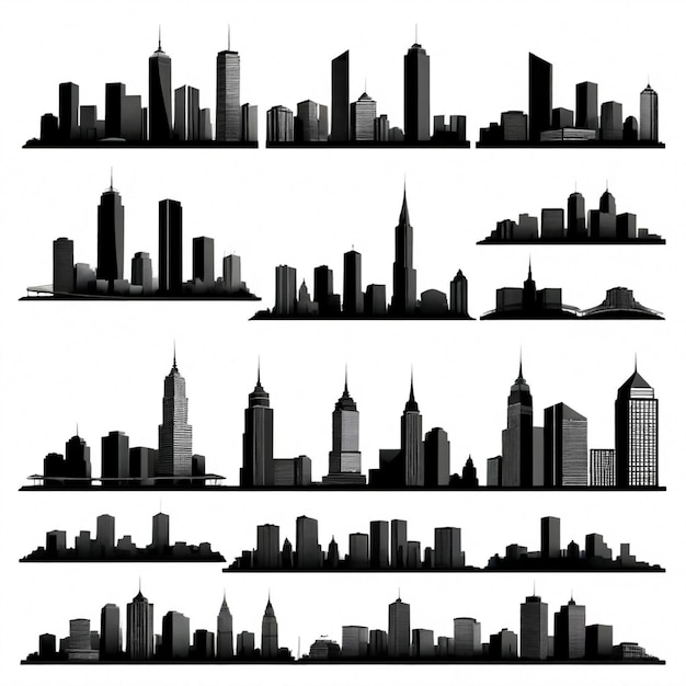 Vector a series of images of the skyline including the tallest building