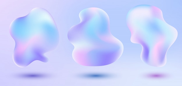 Vector set of 3d fluid flowing shape element holographic background