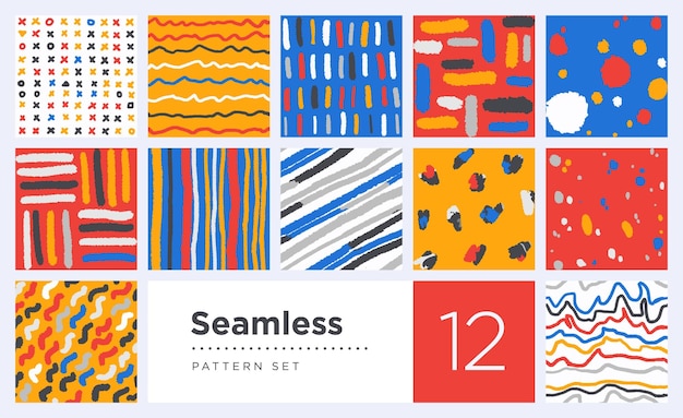 Vector set of abstract seamless pattern designs vector trendy style