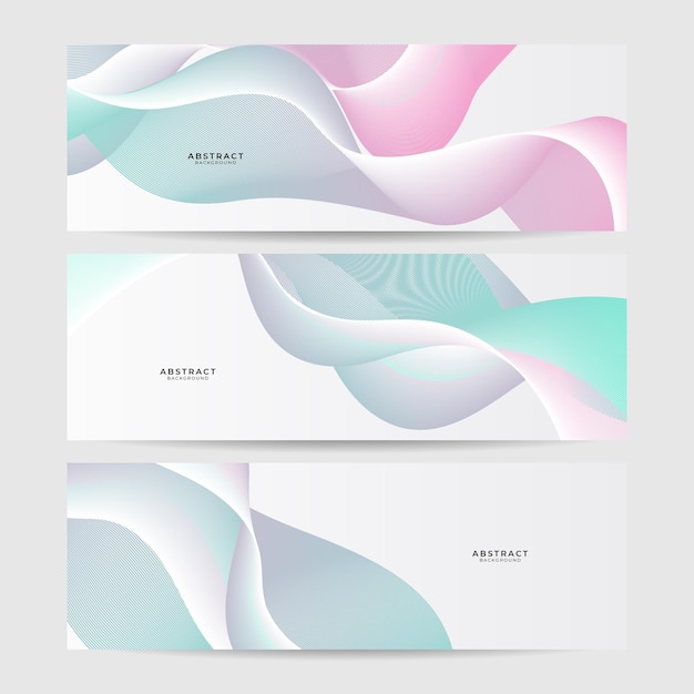 Set of abstract wave flowing banner background design Vector illustration Flowing particles wave dynamic motion stream digital technology curve lines