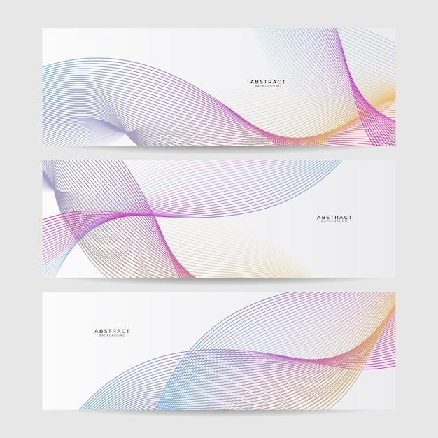 Set of abstract wave flowing banner background design Vector illustration Flowing particles wave dynamic motion stream digital technology curve lines