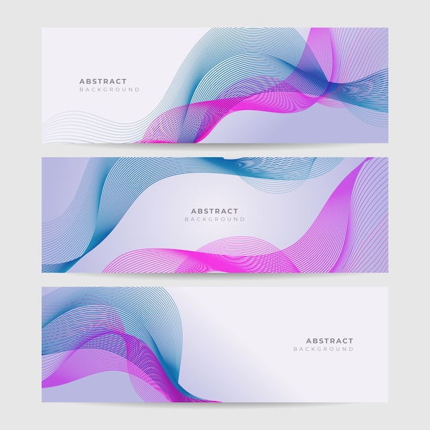 Set of abstract wave flowing banner background design Vector illustration Flowing particles wave dynamic motion stream digital technology curve lines