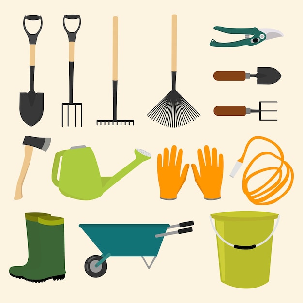 Vector set of agricultural tools