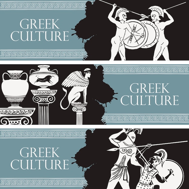 Vector set of ancient greece travel banners