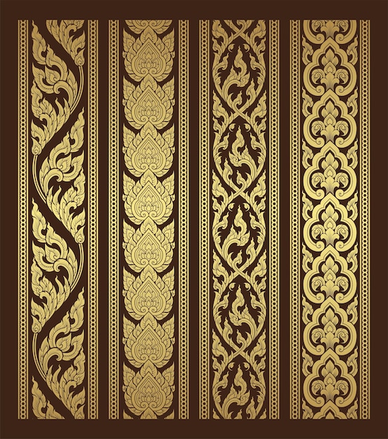 Vector set asian art element decoration motifs for pillar and background pattern