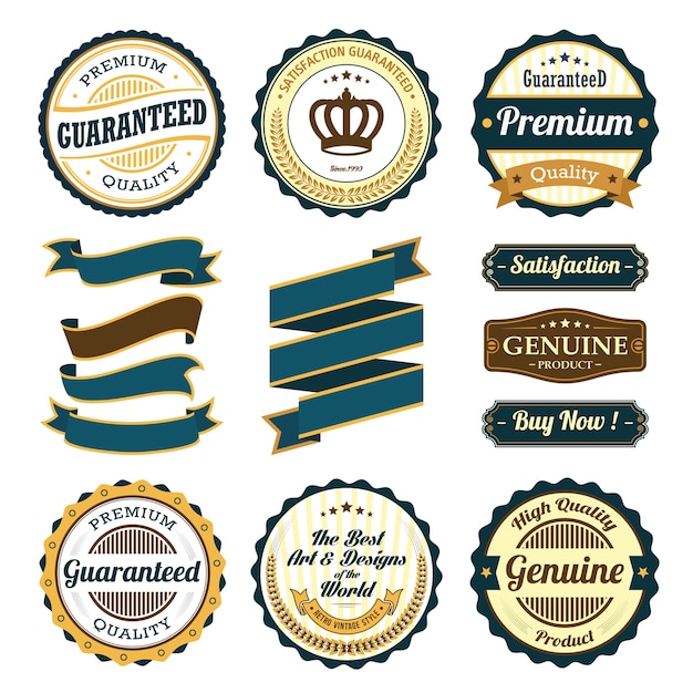 Vector set of badges and ribbons