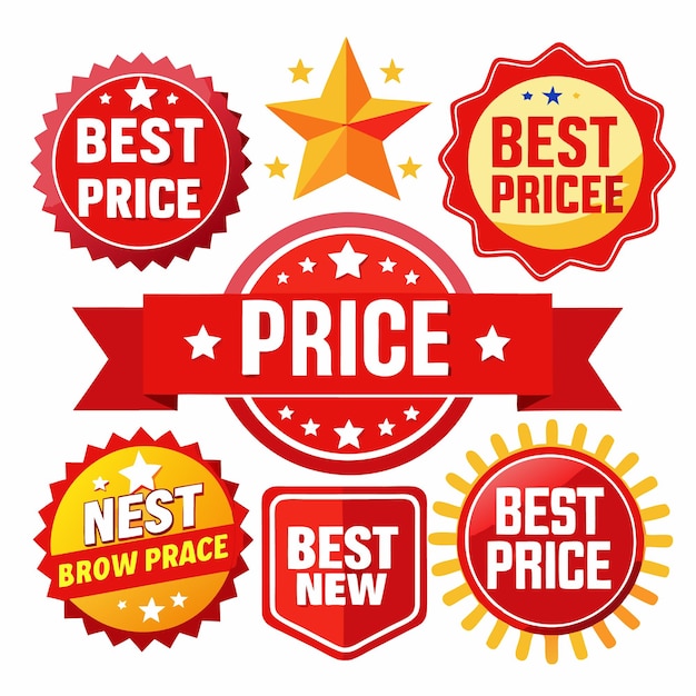 Vector set of best price labels badges and ribbons