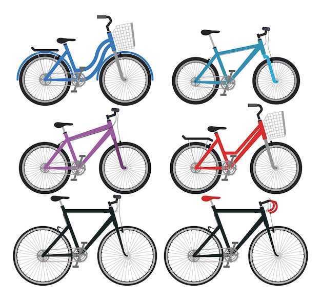 set bicycle styles icons