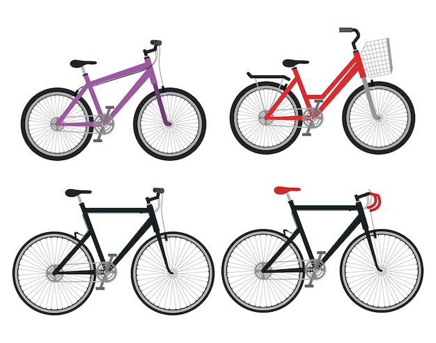 set bicycle styles icons