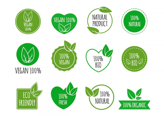 Vector set of bio healthy food labels