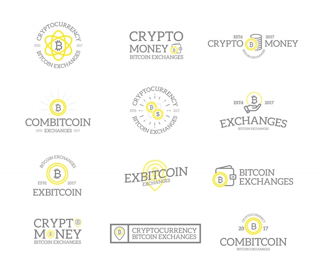 Vector set of bitcoin and cryptocurrency logo.