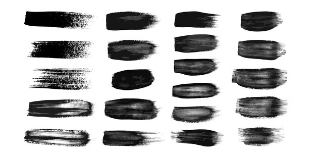 Set of black brush strokes Hand drawn ink spots isolated on white background Vector illustration