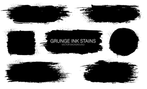 Set of Black ink vector stains. Black ink paint frames for text. Ink brush stroke. Dirty artistic design background for text.