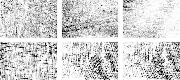 Vector set of black and white grunge distress overlay texture