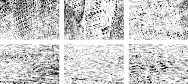 Vector set of black and white grunge distress overlay texture