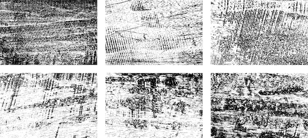 Vector set of black and white grunge distress overlay texture