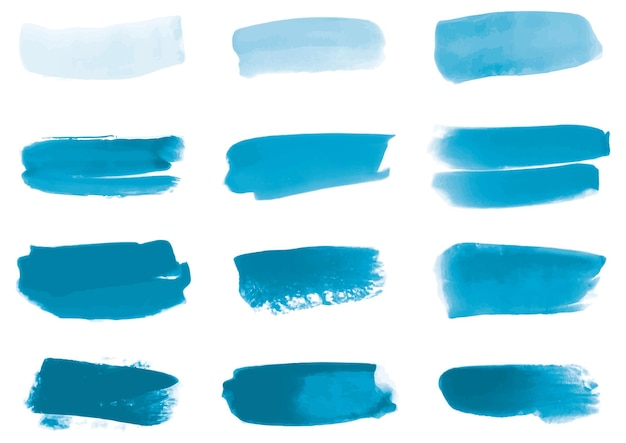 Set of blue watercolor brush stroke