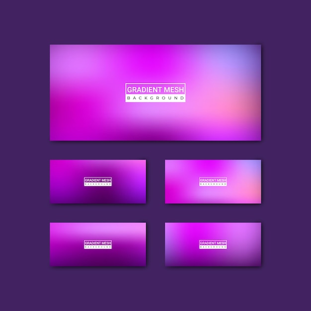 Set of blurry purple web banner background Abstract gradient meshes with bright and dark colors Modern screen vector design for mobile app Pink violet and purple gradient color