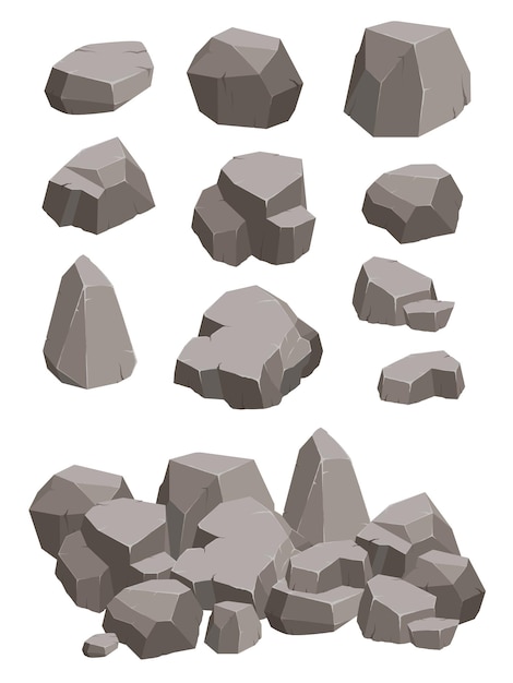 Set of brown stones and rocks