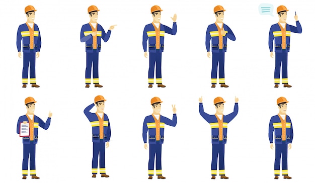 Vector set of builder characters.