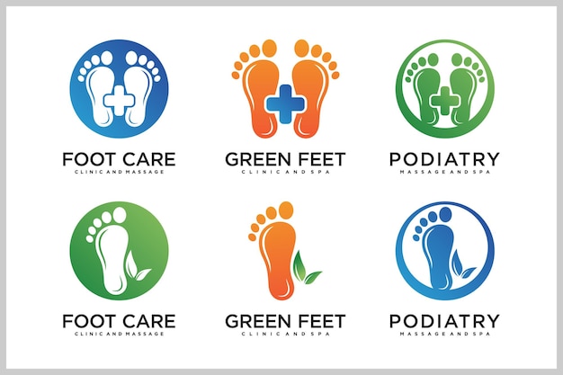 Set bundle podiatry Reflexology logo design unique concept Premium Vector