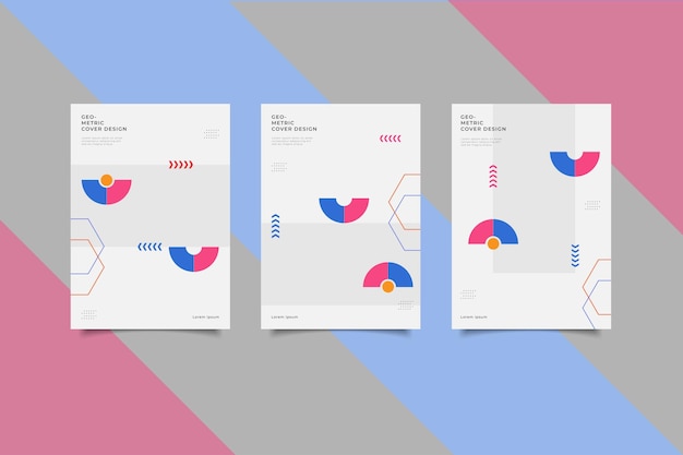 Vector set of business cover template simple geometric design collection