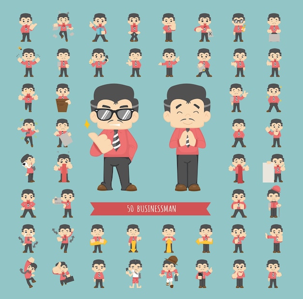 Vector set of businessman character