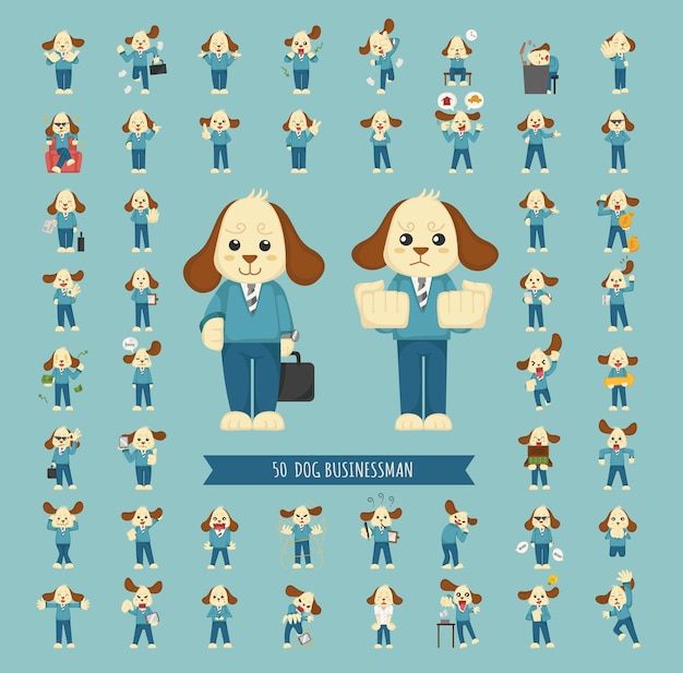 Vector set of businessman character