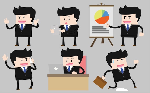 Vector set of businessman character