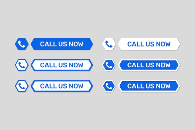 Vector set of call us now buttons