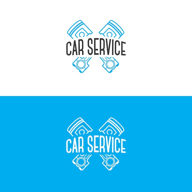 Vector set of car service logo with gear and wrench line style isolated on background