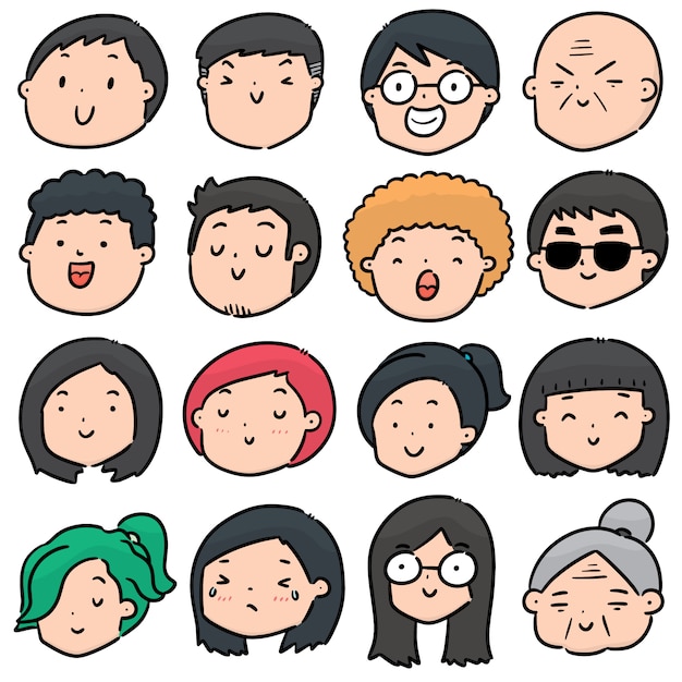 Vector set of cartoon face