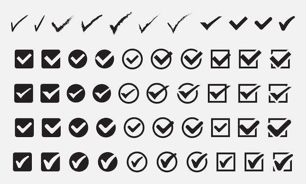 set of checklist icons of various shapes for web design needs etc vector illustration