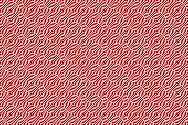 Vector set of chinese and japanese seamless pattern on red background rounded texture geometric pattern