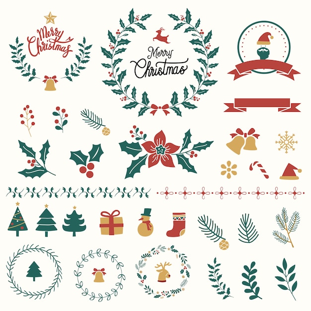 Vector set of christmas design elements vector