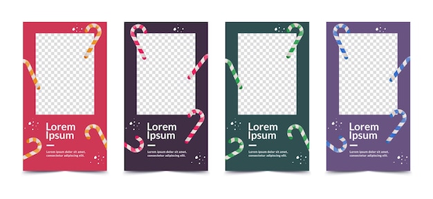 Vector set of christmas design templates for social media stories