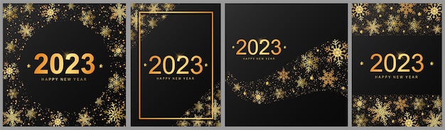 Set of Christmas and New Year cards, posters, invitations, templates