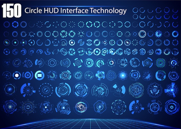 Vector set of circle abstract digital technology